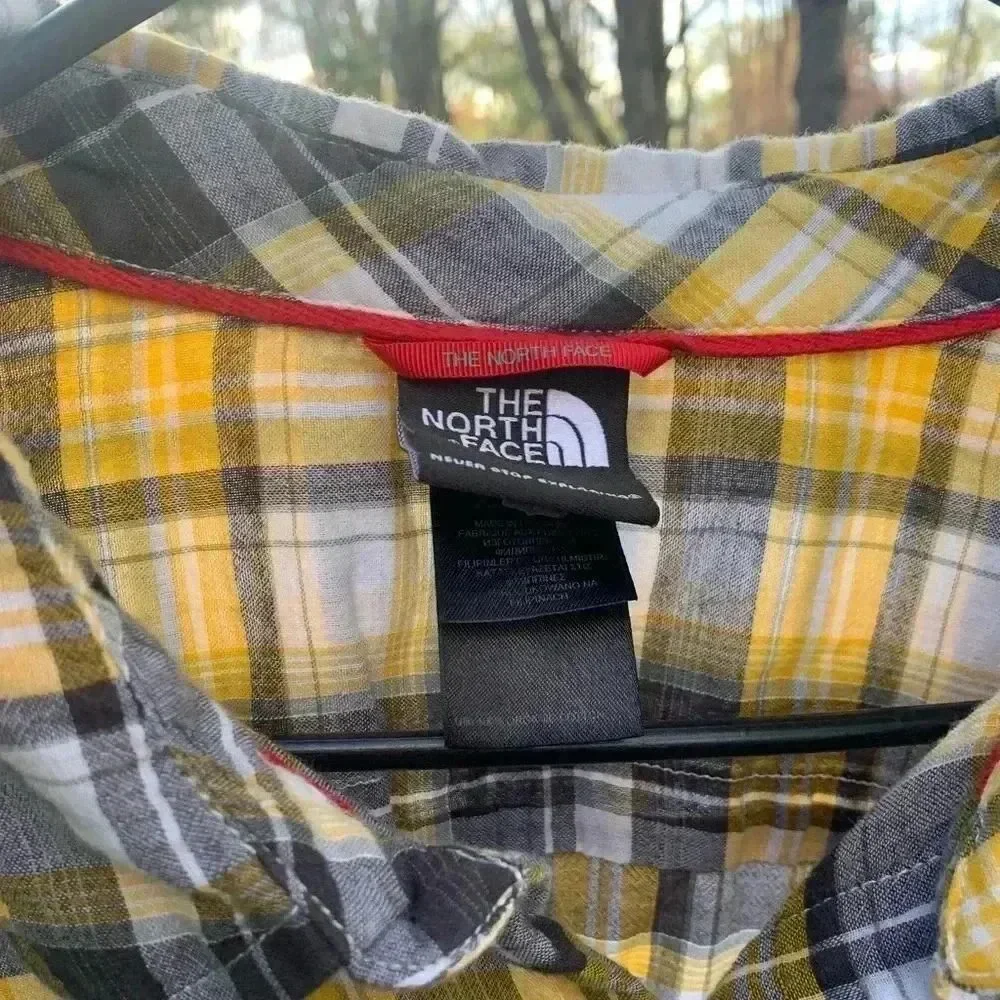 The North Face Button Up Shirt Mens Yellow Plaid